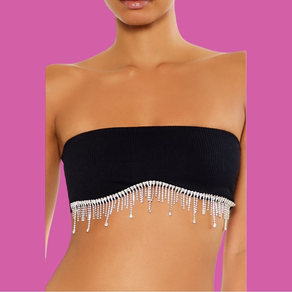 Forever 21 Seamless Rhinestone Fringe Bralette